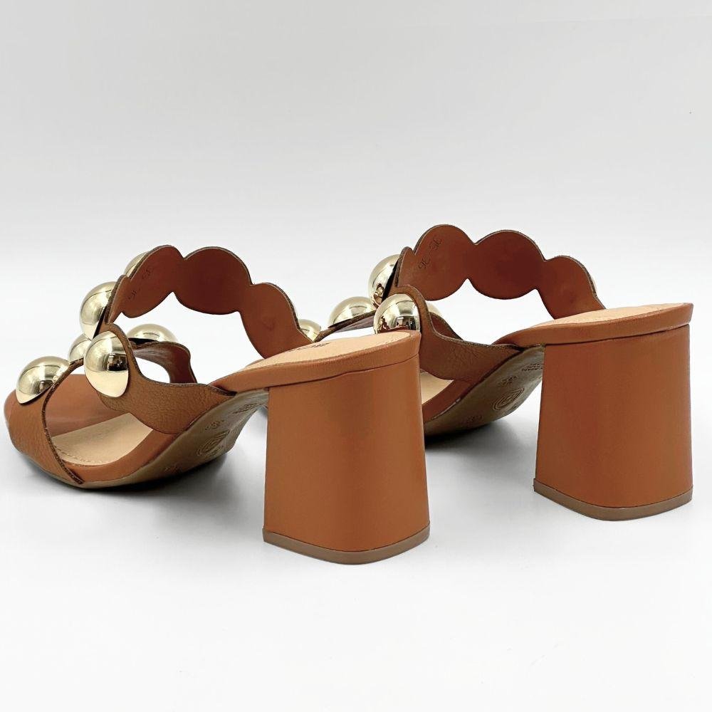 Tamanco Bottero Slide Salto Bloco Feminino Caramelo 3