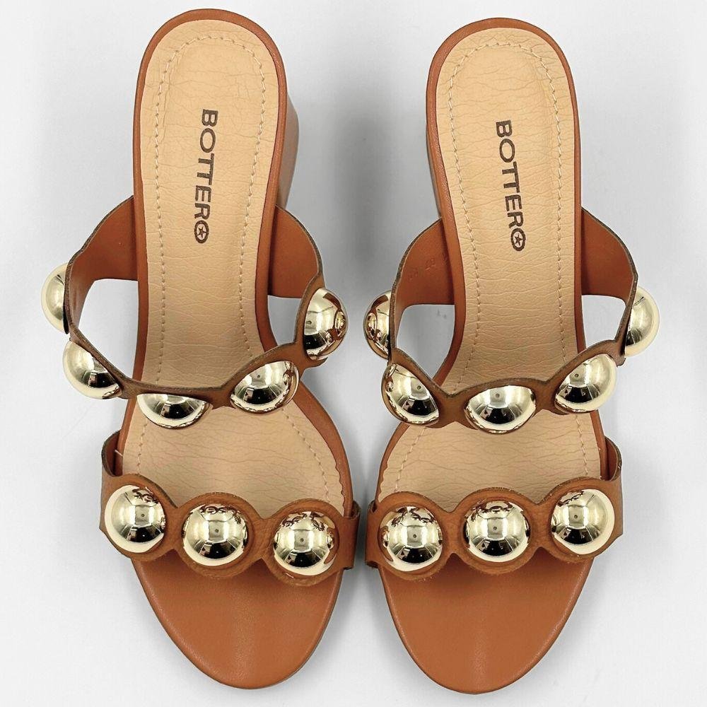 Tamanco Bottero Slide Salto Bloco Feminino Caramelo 4