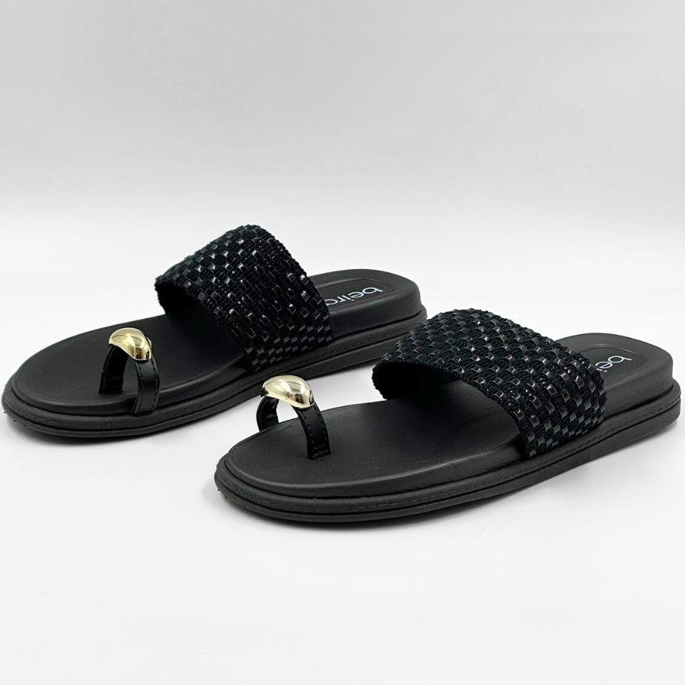 Tamanco Beira Rio Rasteira Casual Feminino Preto 2