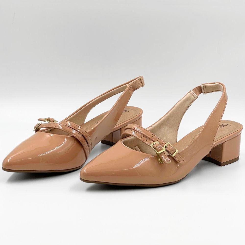 Sapato Beira Rio Slingback Salto Bloco Feminino Nude 2