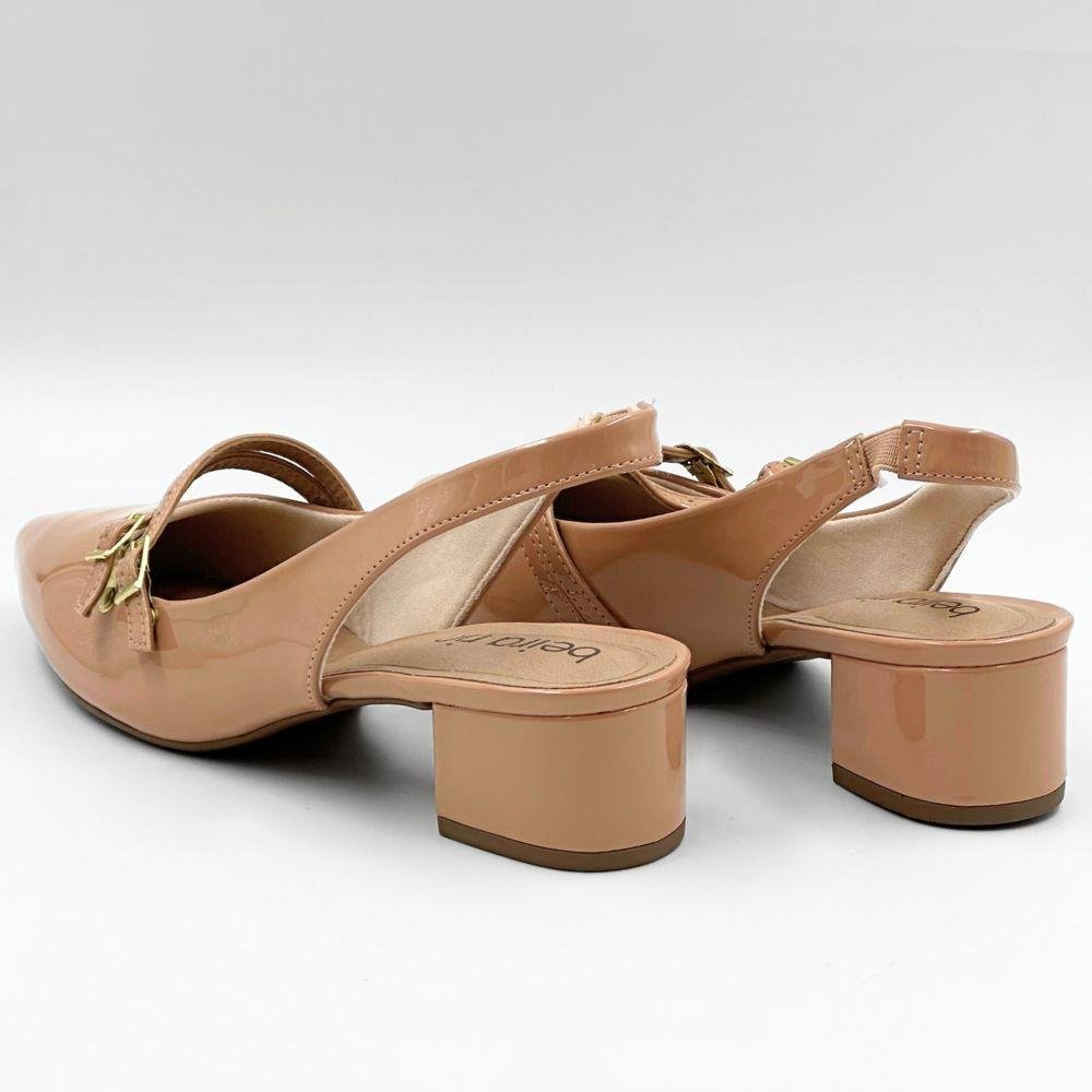 Sapato Beira Rio Slingback Salto Bloco Feminino Nude 3