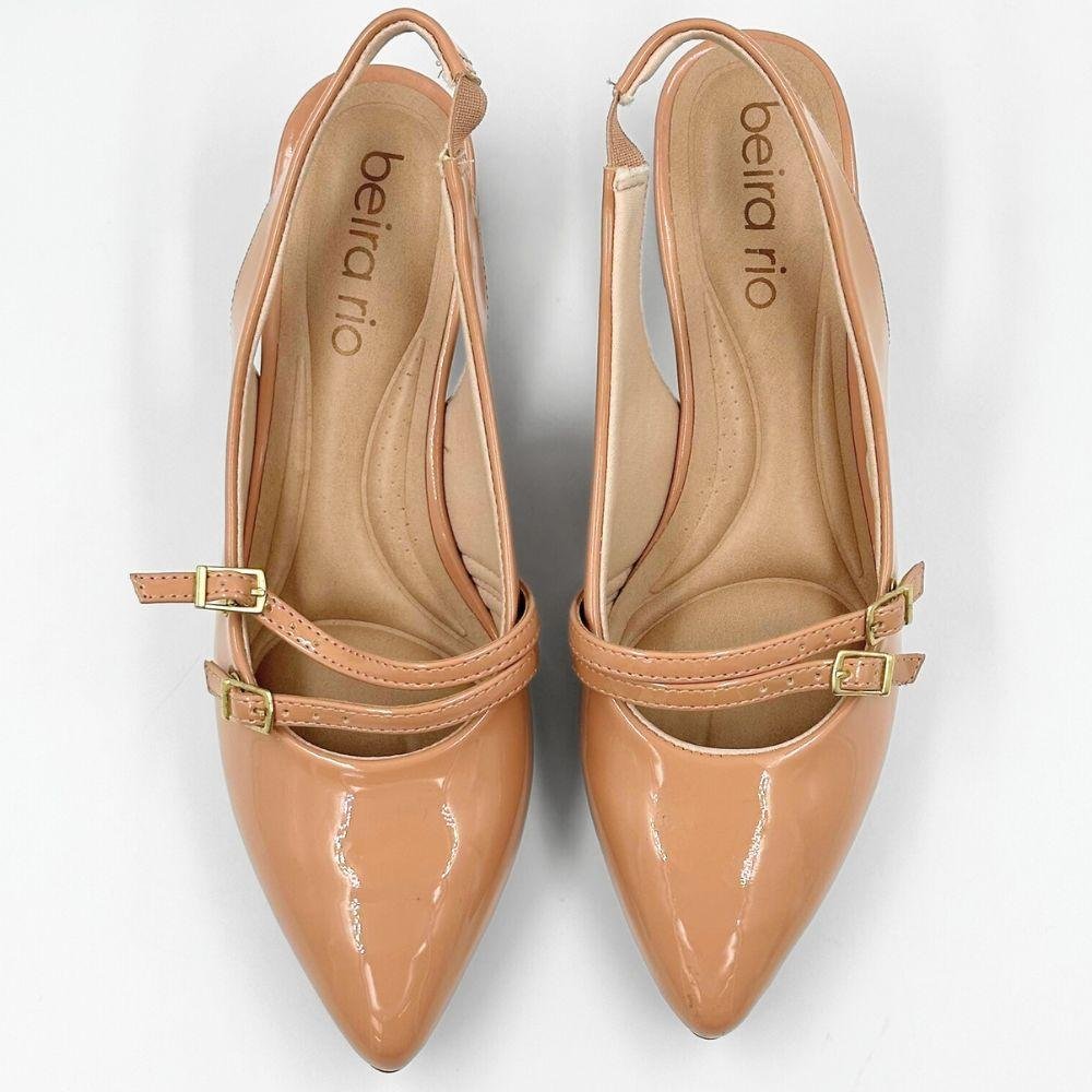 Sapato Beira Rio Slingback Salto Bloco Feminino Nude 4