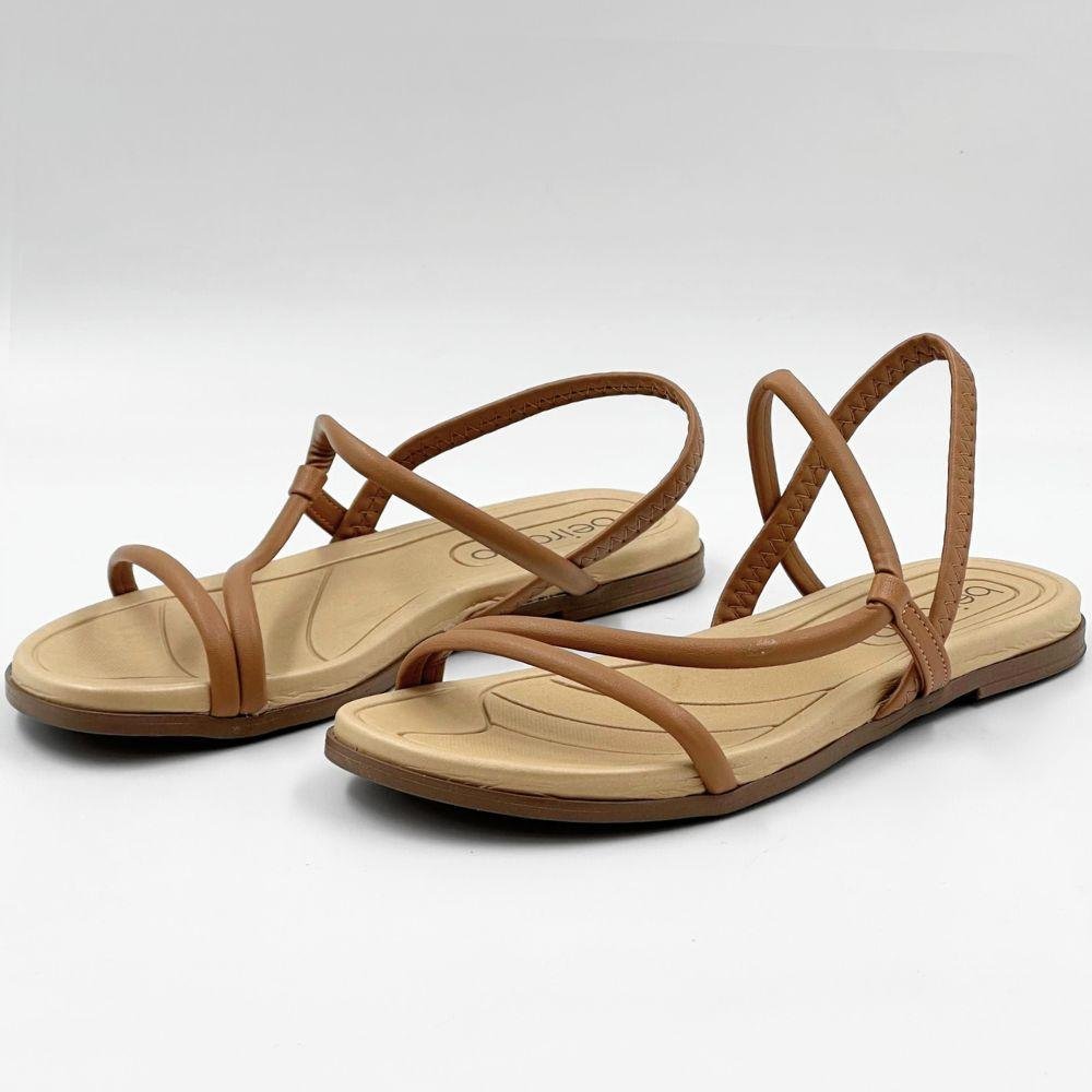 Sandália Beira Rio Rasteira Casual Feminina Camel 2