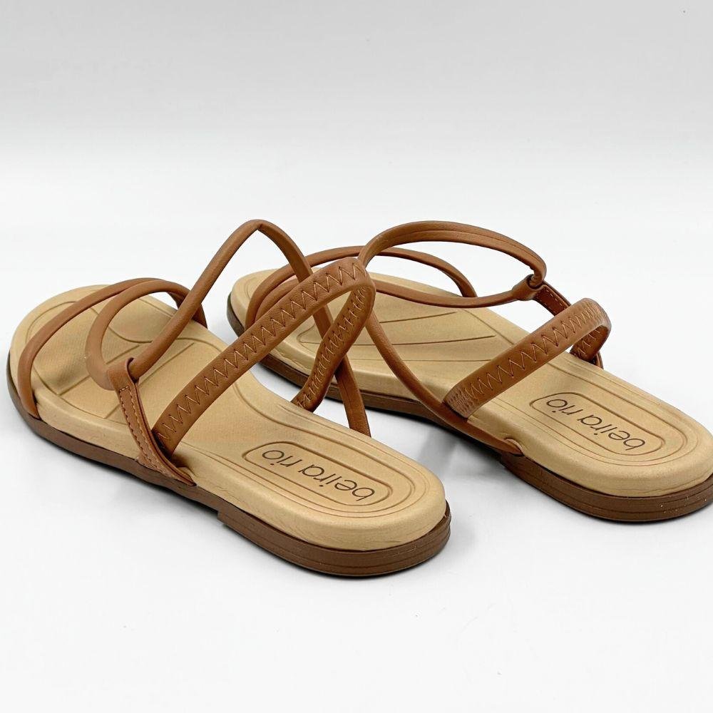 Sandália Beira Rio Rasteira Casual Feminina Camel 3