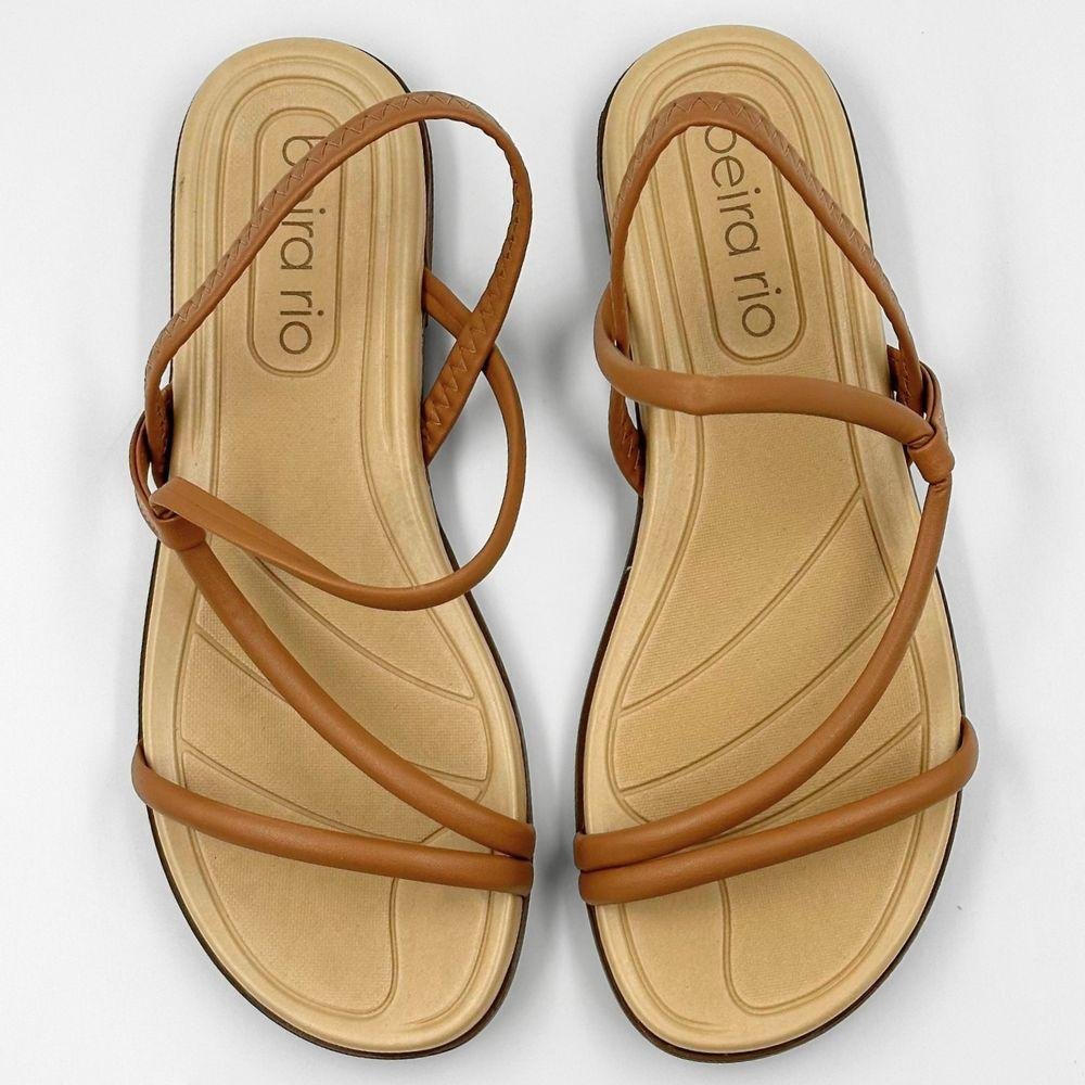 Sandália Beira Rio Rasteira Casual Feminina Camel 4