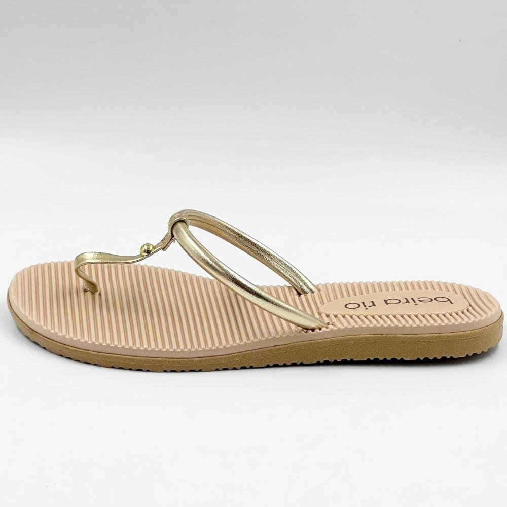 Tamanco Beira Rio Rasteira Metalizado de Dedo Feminino