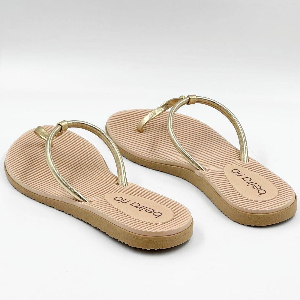 Tamanco Beira Rio Rasteira Metalizado de Dedo Feminino Dourado 3