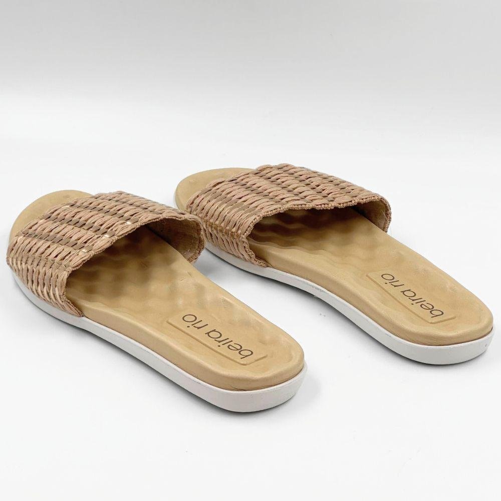 Tamanco Beira Rio Slide Rasteira Feminino Nude/Ouro Rosado 3