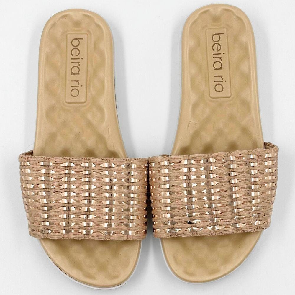 Tamanco Beira Rio Slide Rasteira Feminino Nude/Ouro Rosado 4