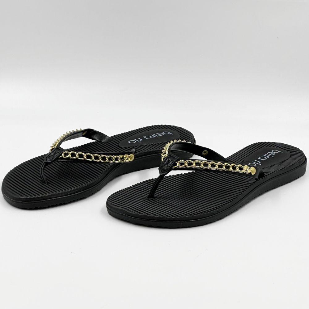 Tamanco Beira Rio Rasteira Tira Fina Feminino Preto 2