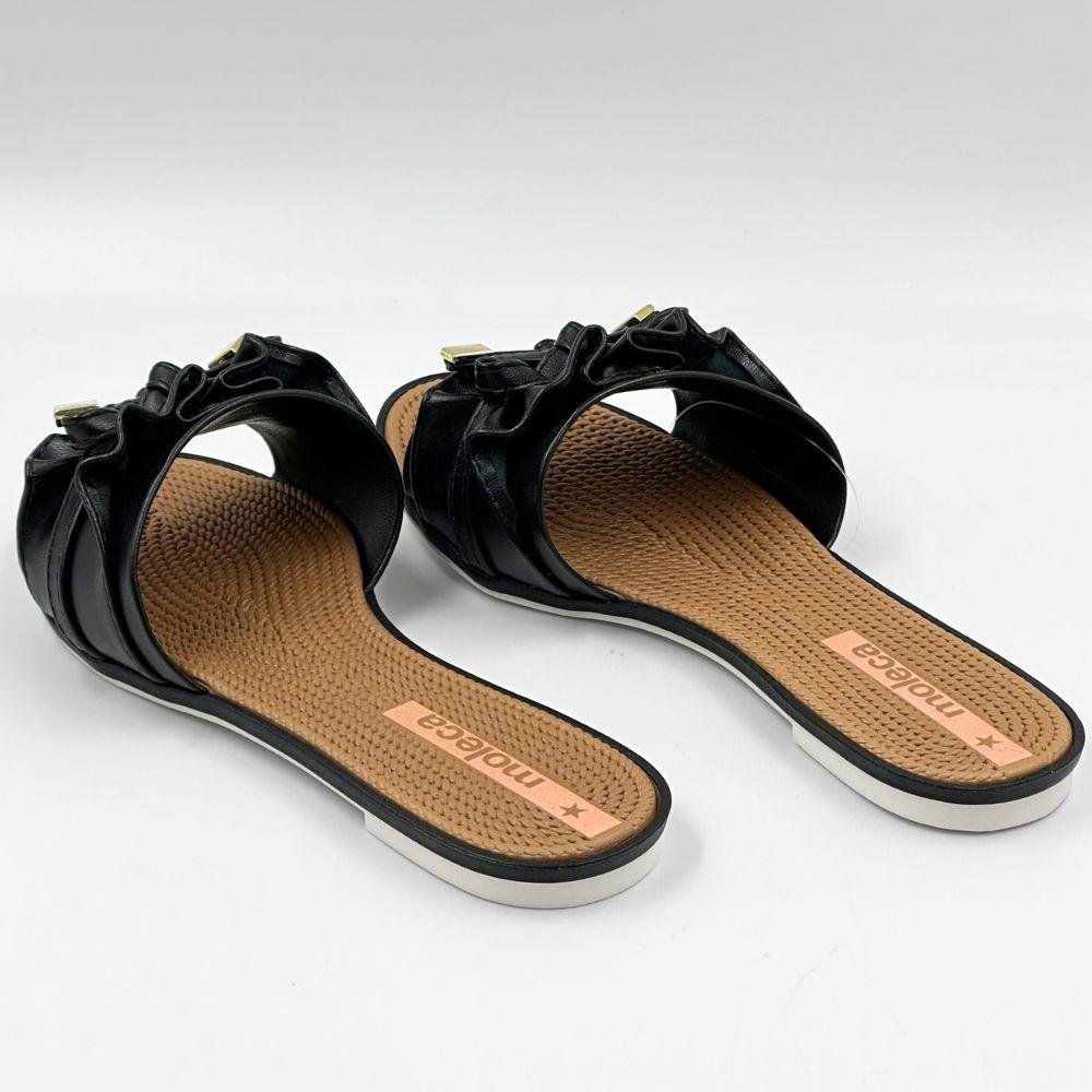 Chinelo Moleca Rasteira Tira Slide Laço Feminino Preto 3