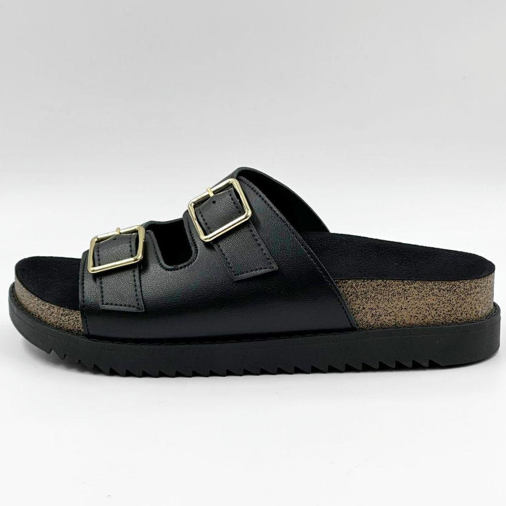 Sandália Moleca Papete Slide com Fivela Feminina