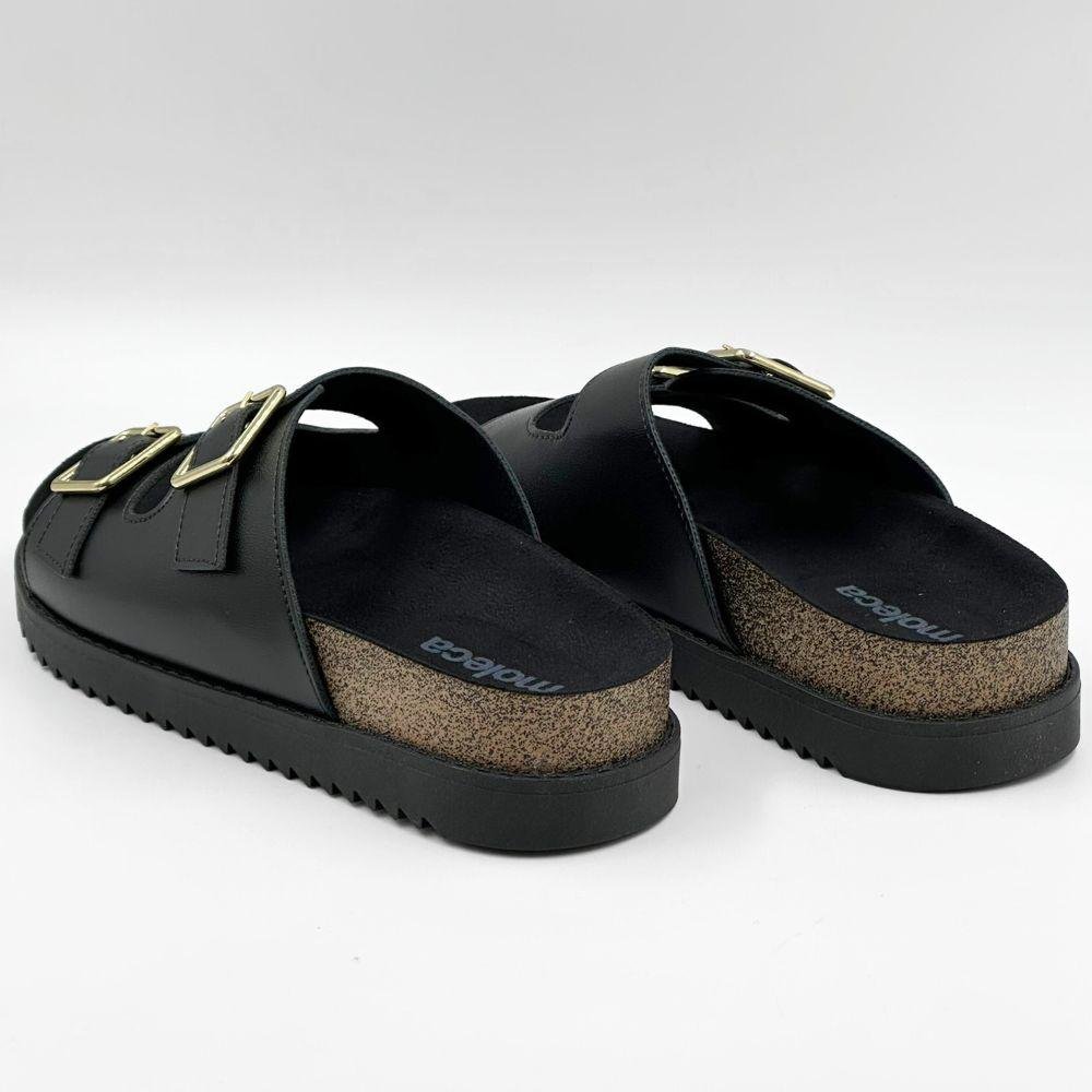 Sandália Moleca Papete Slide com Fivela Feminina Preto 3