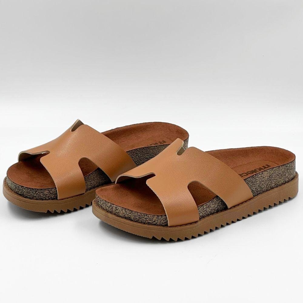 Sandália Moleca Papete Slide Feminina Camel 2