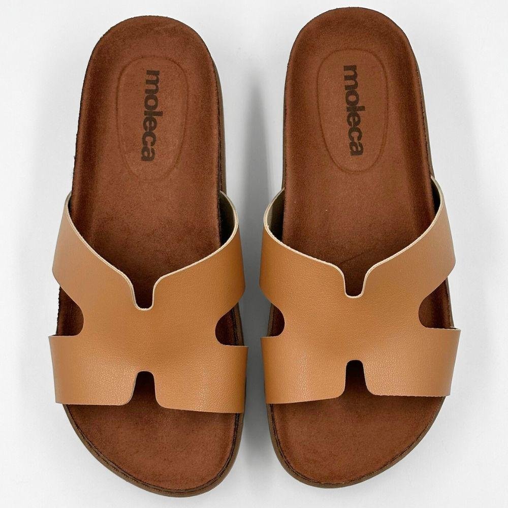 Sandália Moleca Papete Slide Feminina Camel 4