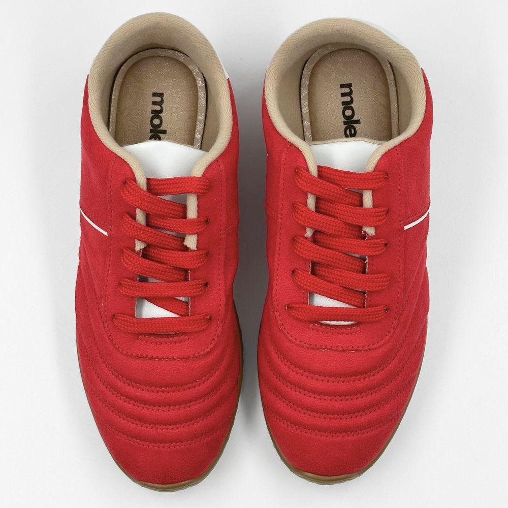 Tênis Moleca Casual com Cadarço Feminino Vermelho/Branco 4