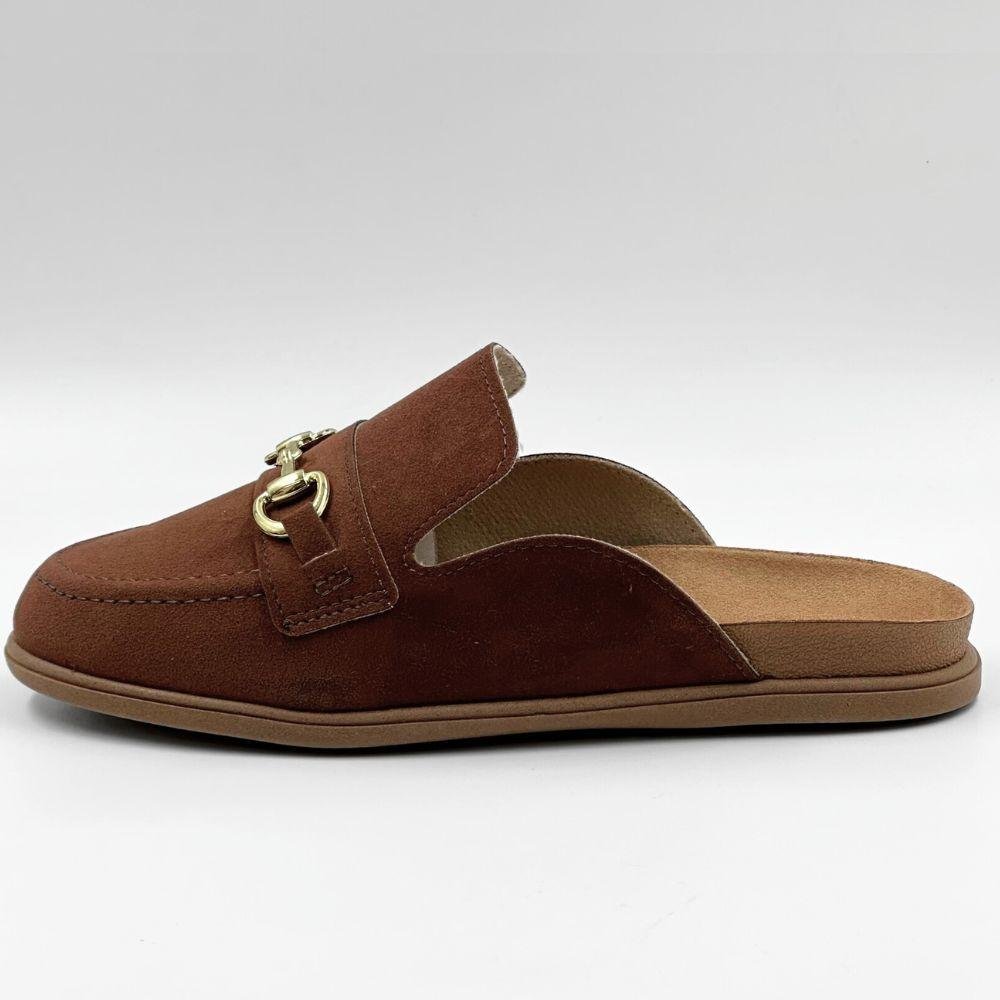 Mule Moleca em Camurça Bico Redondo Feminina