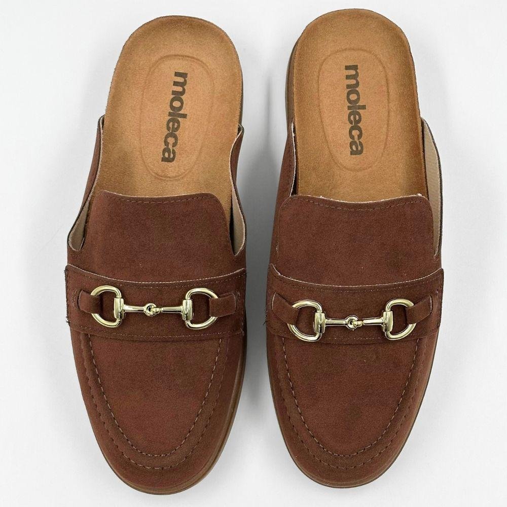 Mule Moleca em Camurça Bico Redondo Feminina Conhaque 4