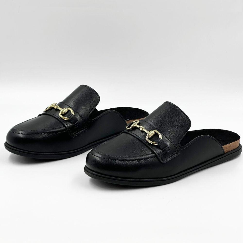 Mule Moleca Rasteiro Bico Redondo Feminino Preto 2