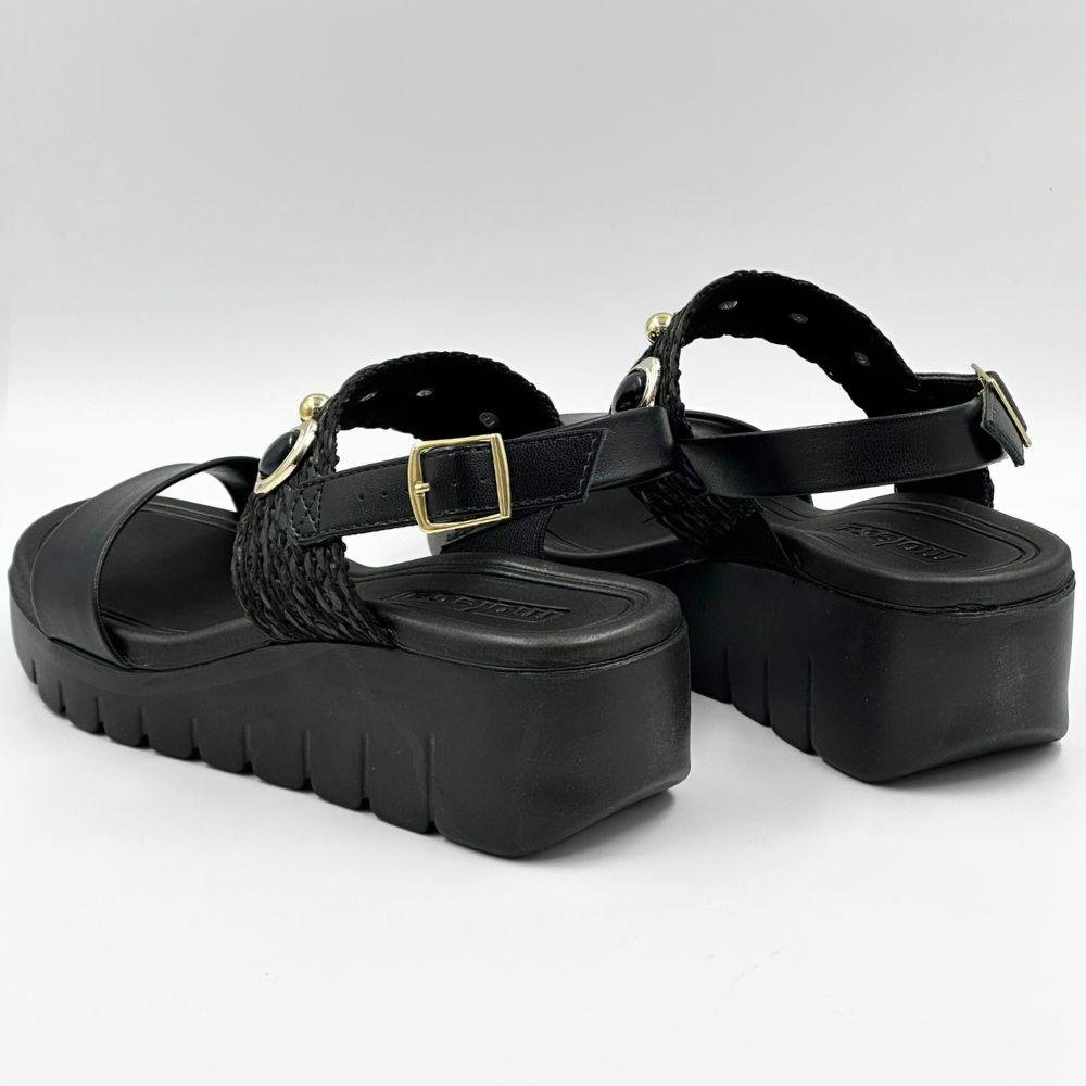 Sandália Moleca Anabela Casual com Aplicações Feminina Preto 3