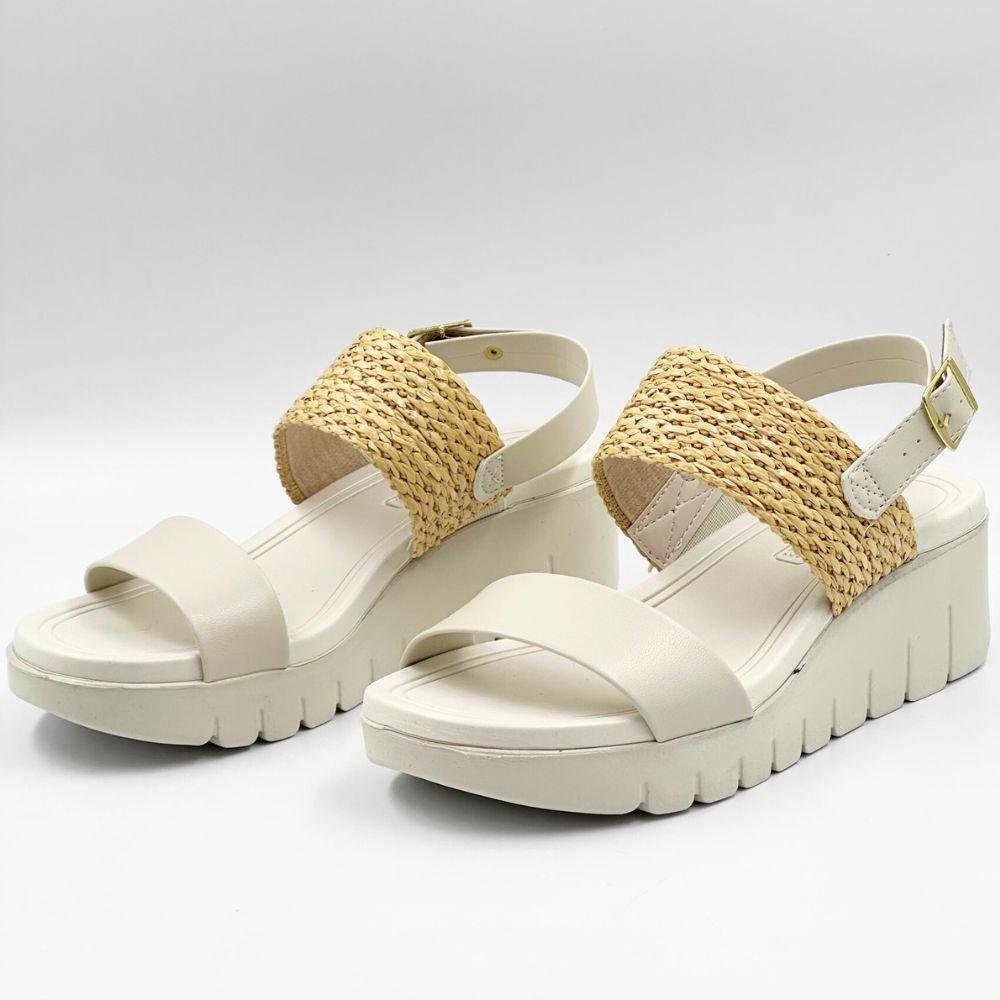 Sandália Moleca Anabela Casual Feminina Natural/Off White 2