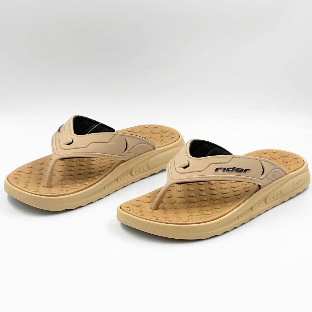 Chinelo Rider de Dedo Soft Plus Masculino Bege/Preto 2