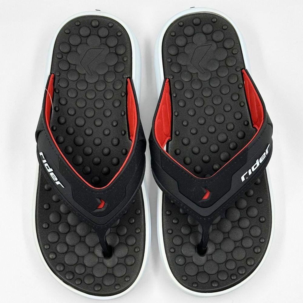 Chinelo Rider de Dedo Soft Plus Masculino Branco/Preto/Vermelho 4