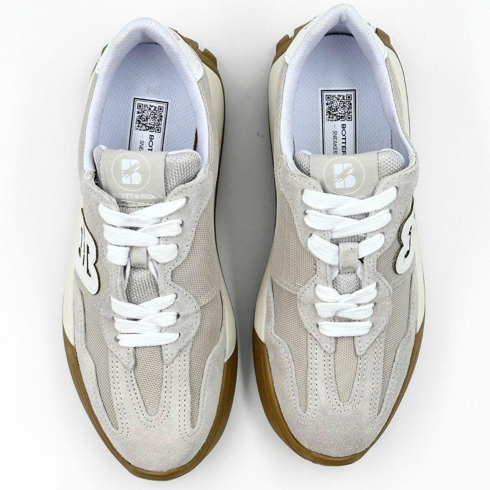 Tênis Bottero Casual Flatform com Cadarço Feminino Cinza Claro/Branco/Prata 4