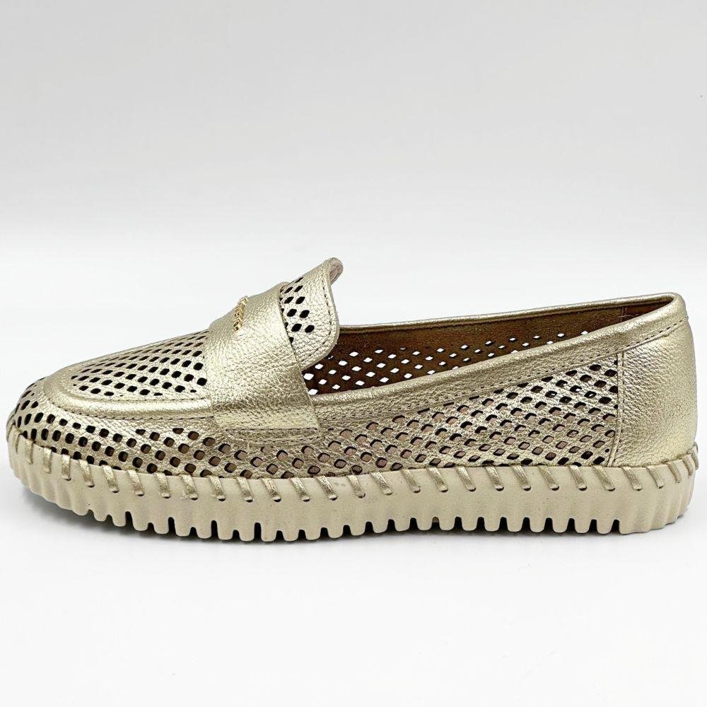 Sapato Bottero Mocassim Casual Metalizado Feminino