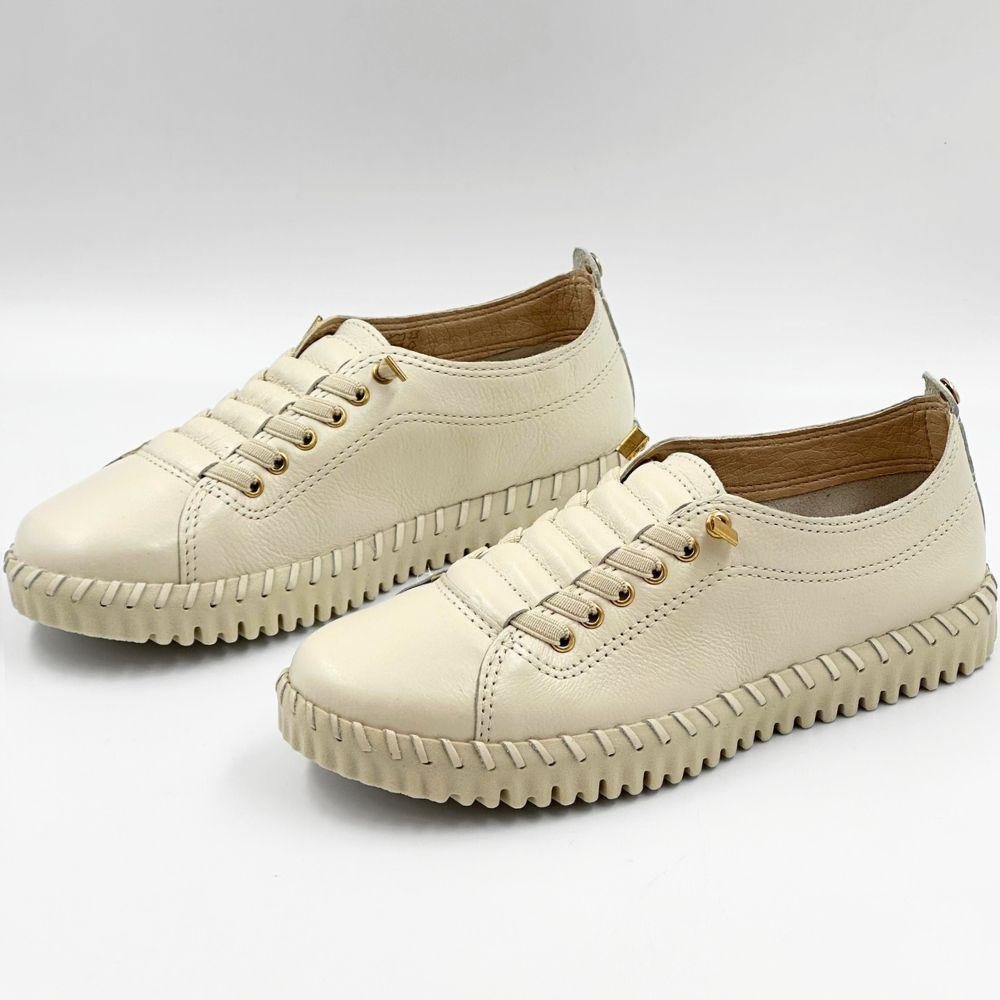 Tênis Bottero Casual com Cadarço Elástico Feminino Off White 2