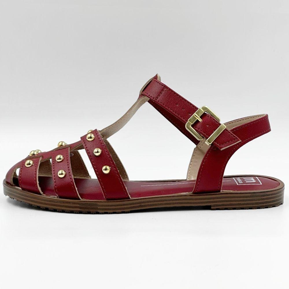 Sandália Moleca Rasteira Casual com Aplicações Feminina Cherry 1