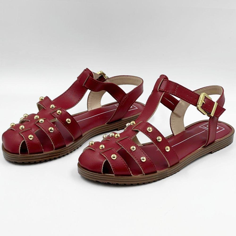 Sandália Moleca Rasteira Casual com Aplicações Feminina Cherry 2