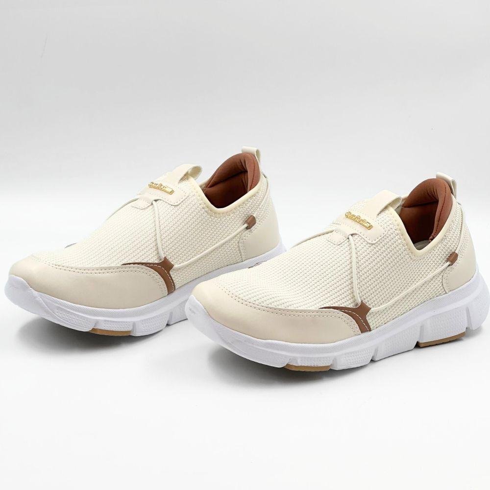 Tênis Comfortflex Casual Slip Feminino Bege 2