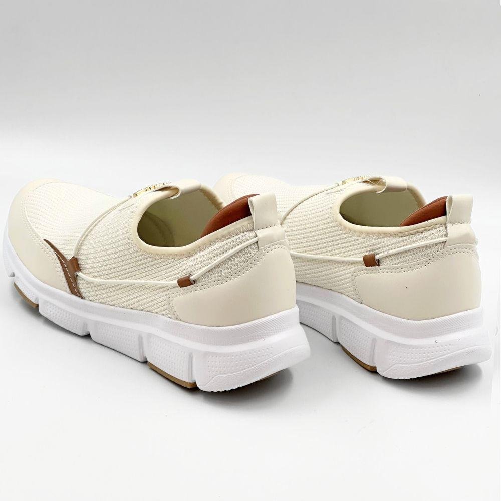 Tênis Comfortflex Casual Slip Feminino Bege 4