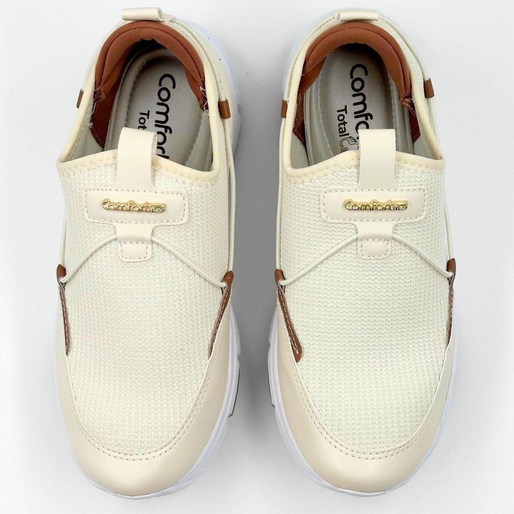 Tênis Comfortflex Casual Slip Feminino Bege 5