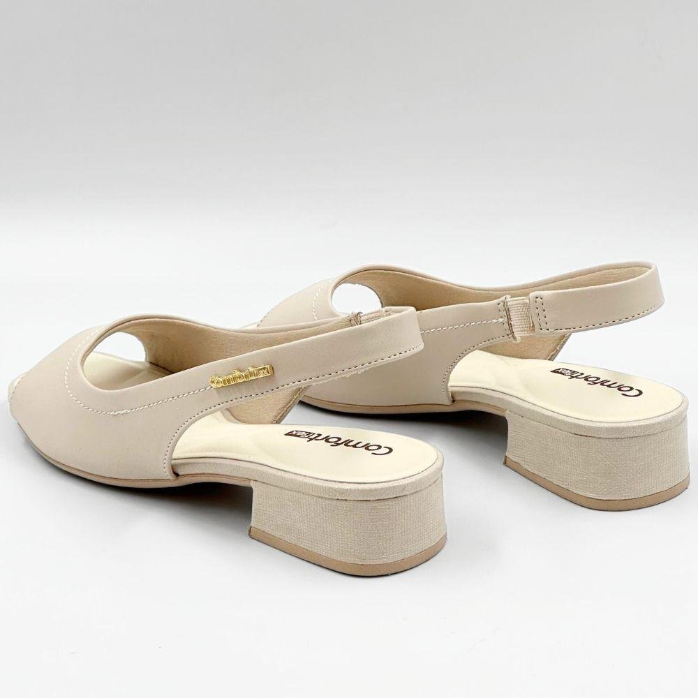 Sandália Comfortflex Casual Salto Baixo Feminina Creme 3