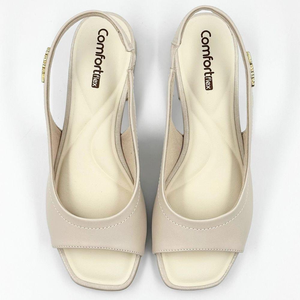 Sandália Comfortflex Casual Salto Baixo Feminina Creme 4