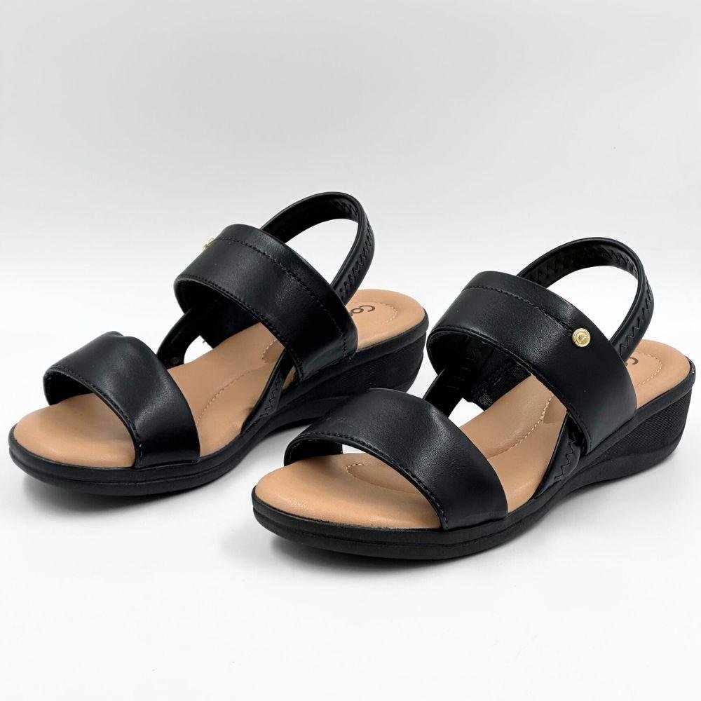 Sandália Comfortflex Anabela Casual Feminina Preto 2