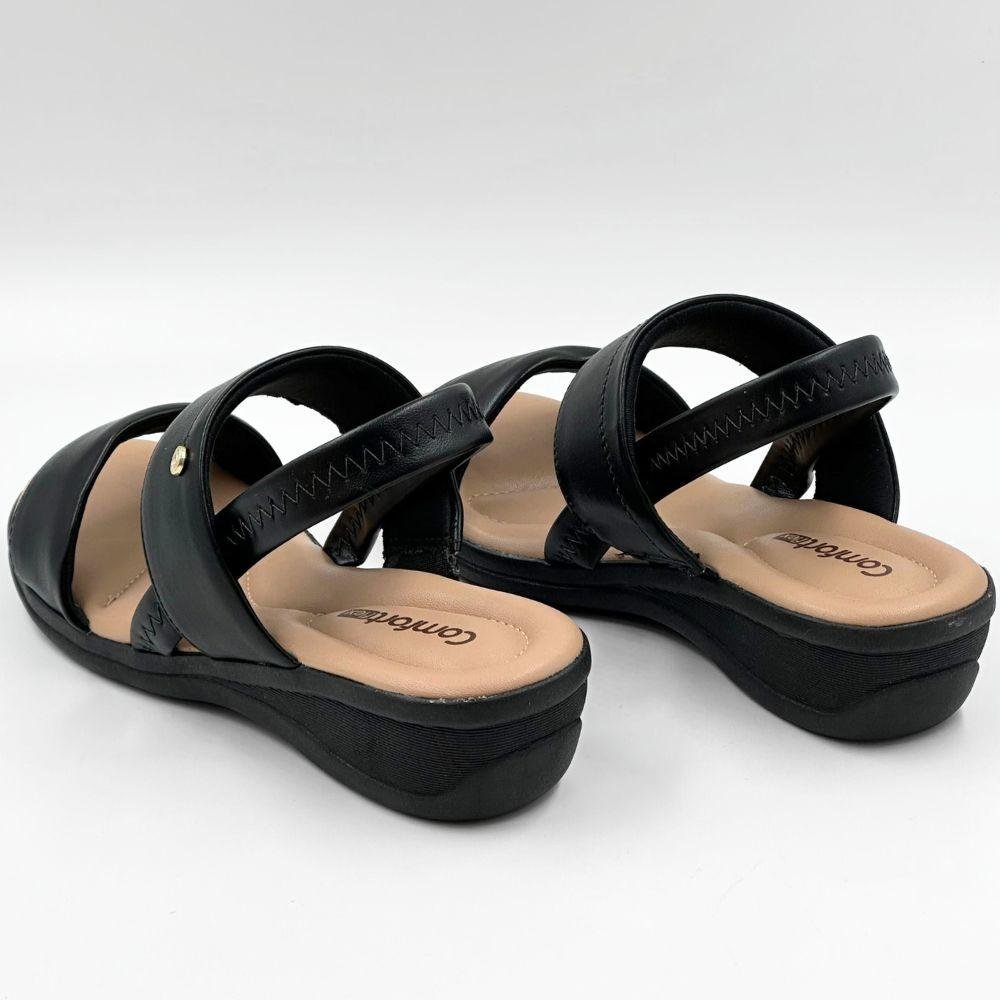 Sandália Comfortflex Anabela Casual Feminina Preto 3