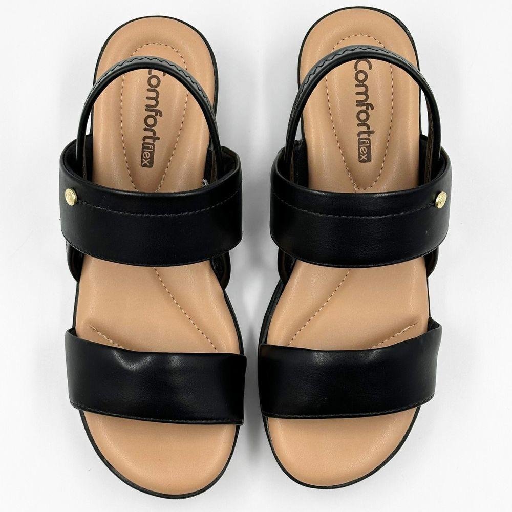 Sandália Comfortflex Anabela Casual Feminina Preto 4