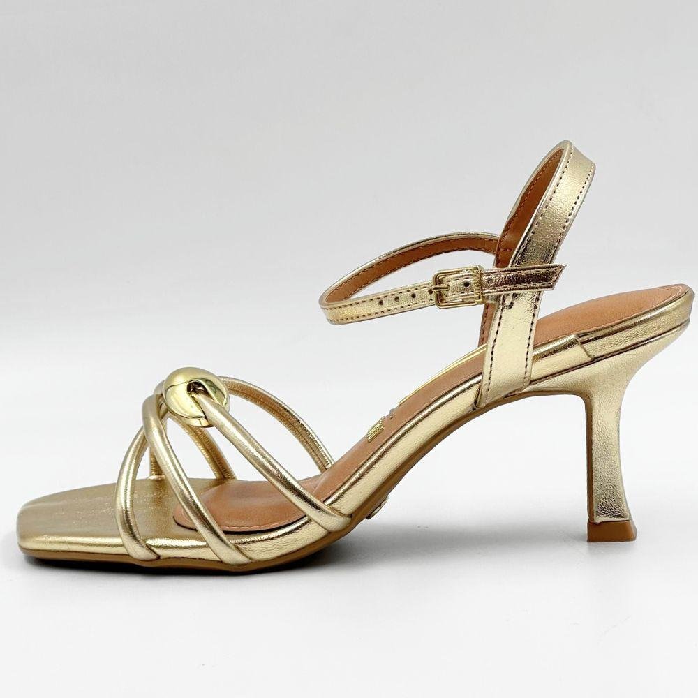 Sandália Vizzano Metalizada Salto Médio Feminina Dourado 1
