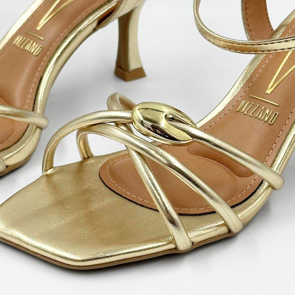 Sandália Vizzano Metalizada Salto Médio Feminina Dourado 3