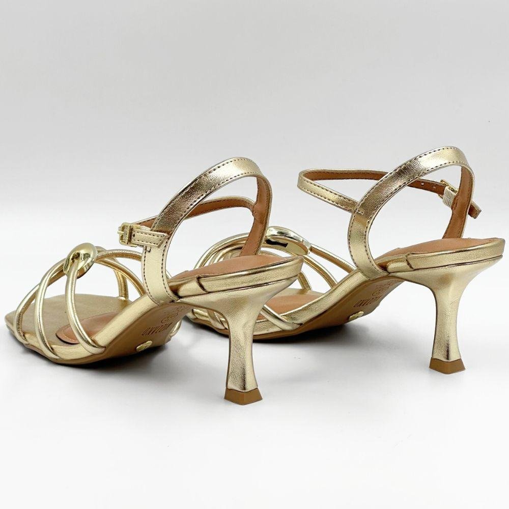 Sandália Vizzano Metalizada Salto Médio Feminina Dourado 4