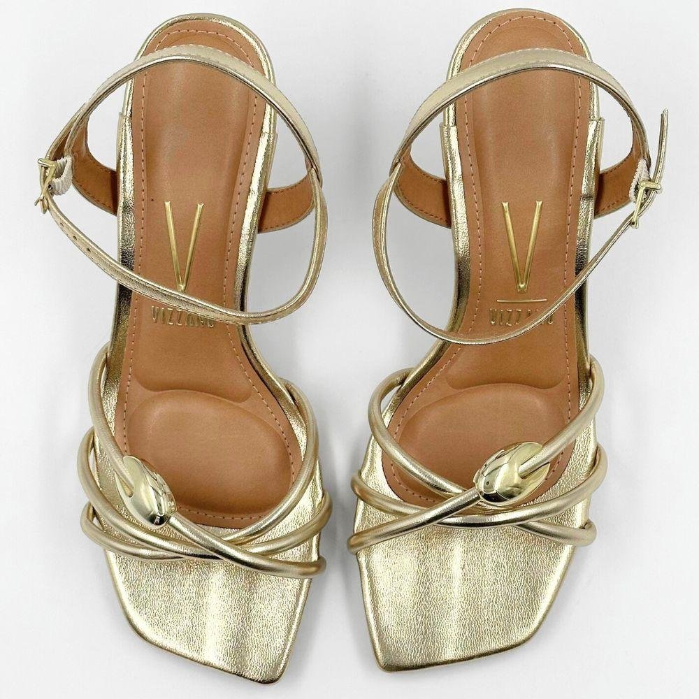 Sandália Vizzano Metalizada Salto Médio Feminina Dourado 5