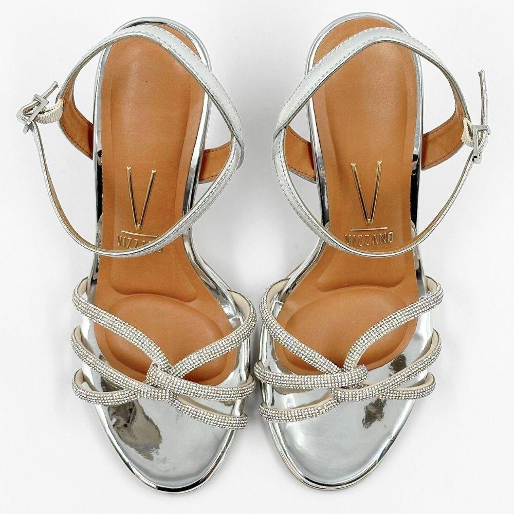 Sandália Vizzano Metalizada Salto Alto Feminina Prata/Off White 4