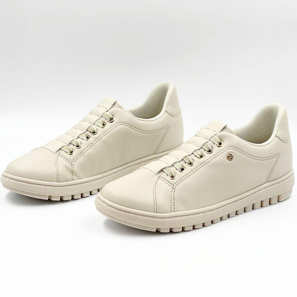 Tênis Piccadilly Casual com Cadarço Elástico Feminino Off White 2