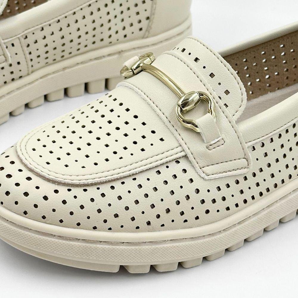 Sapato Piccadilly Mocassim Feminino Off White 3