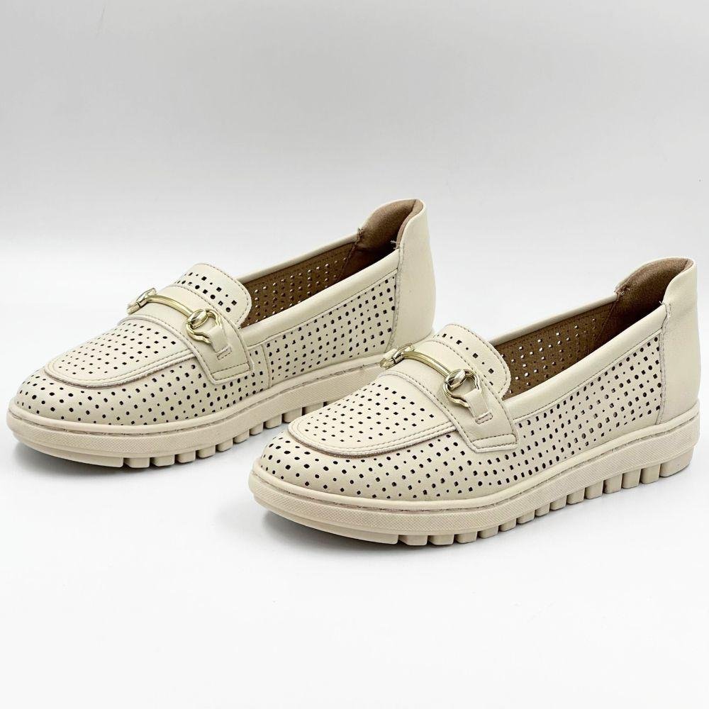 Sapato Piccadilly Mocassim Feminino Off White 2