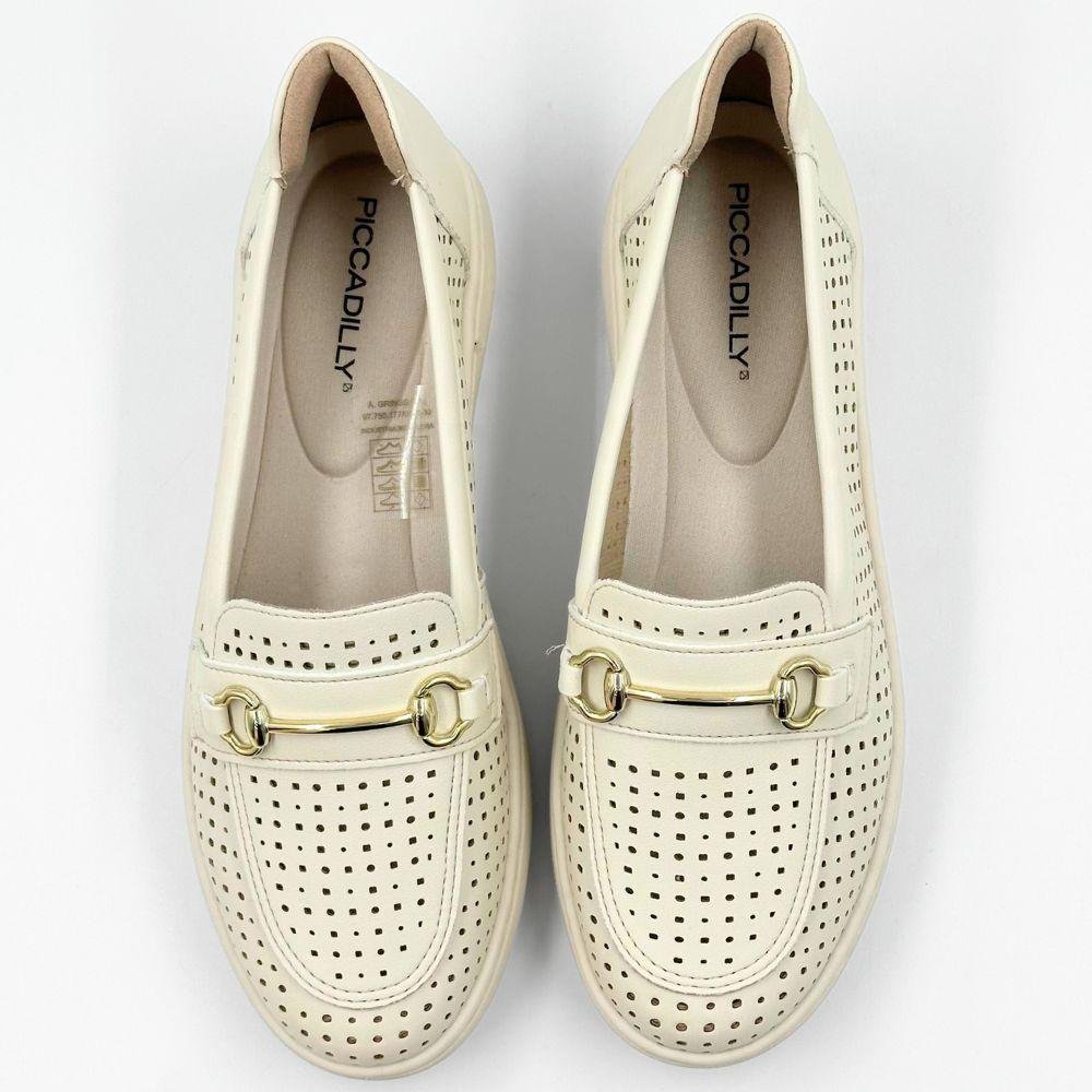 Sapato Piccadilly Mocassim Feminino Off White 5