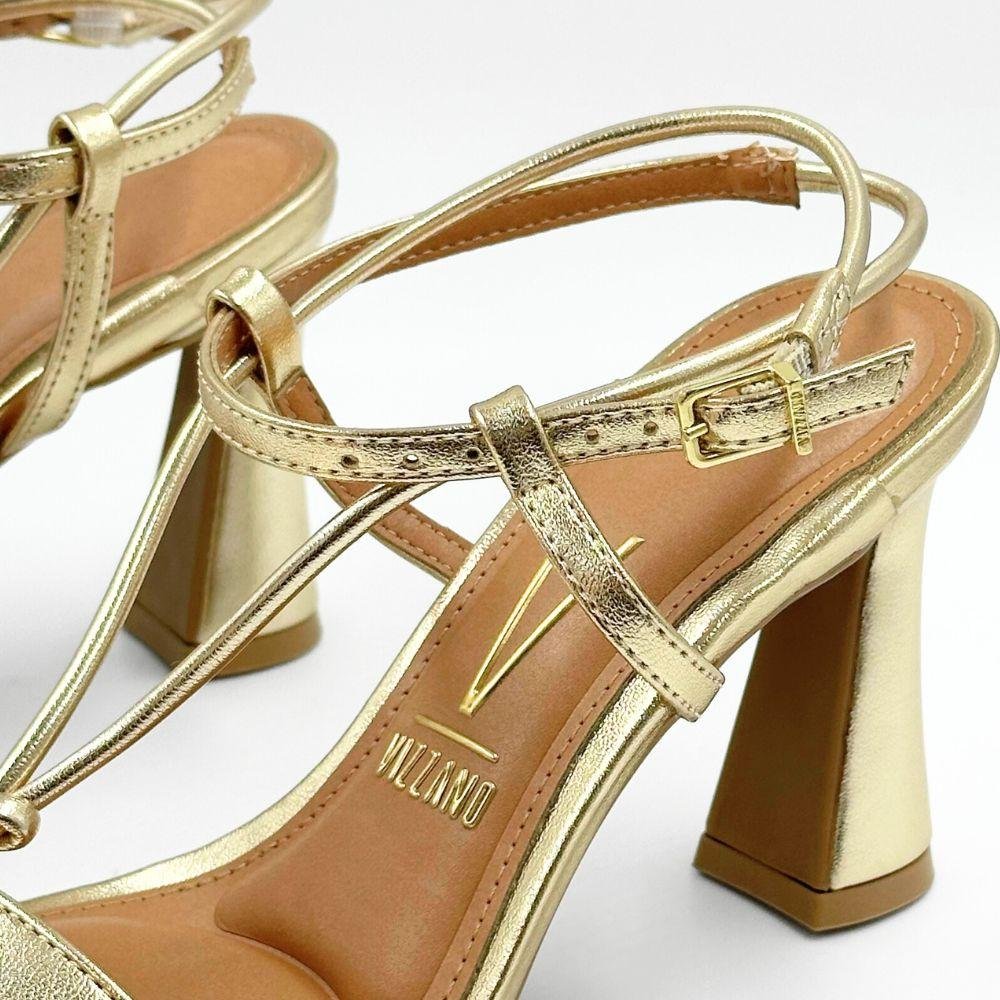 Sandália Vizzano Metalizada Salto Alto Feminina Dourado 3